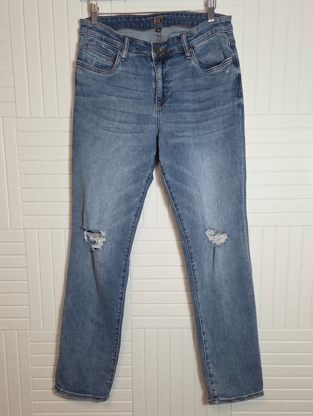 Kut From The Kloth Distressed Straight Leg Jeans Size 10